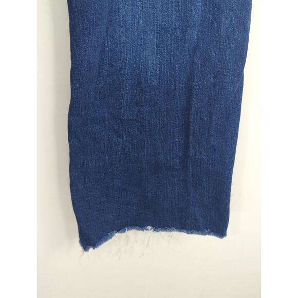 Zara Dark Wash Blue Marine Jeans Women's Size 4 Wide Leg Raw Hem Retro Lookp - Picture 5 of 9